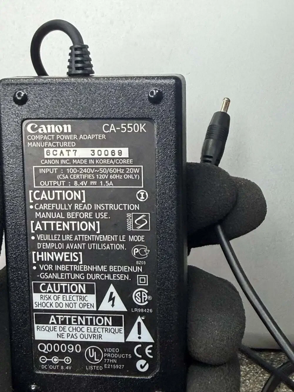 Canon CA-550K Compact Power Adapter 8.4V 1.5A